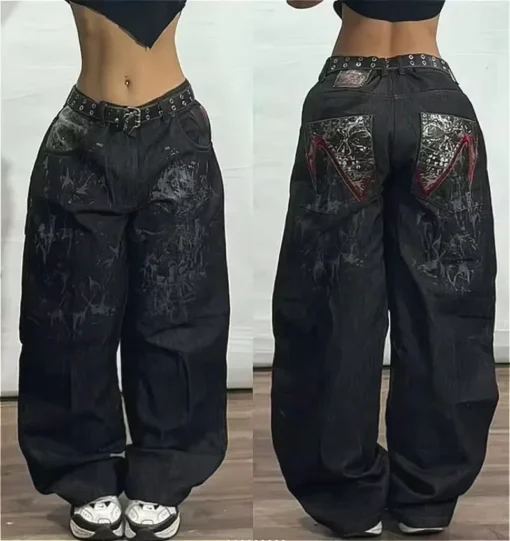 Skull Embroidered Jeans - Image 24