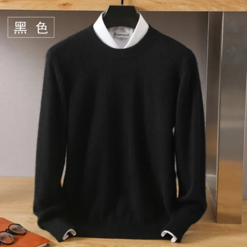 Men's 100% Pure Mink Cashmere Sweater - Image 7