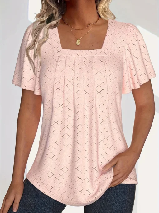 Loose Ruffle Hollow Top