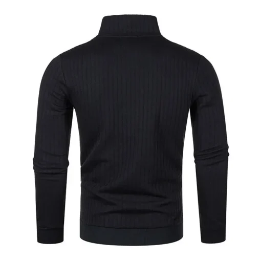 Semi Turtleneck Long Sleeve Half Zip Pullover Knitted Sweater - Image 21