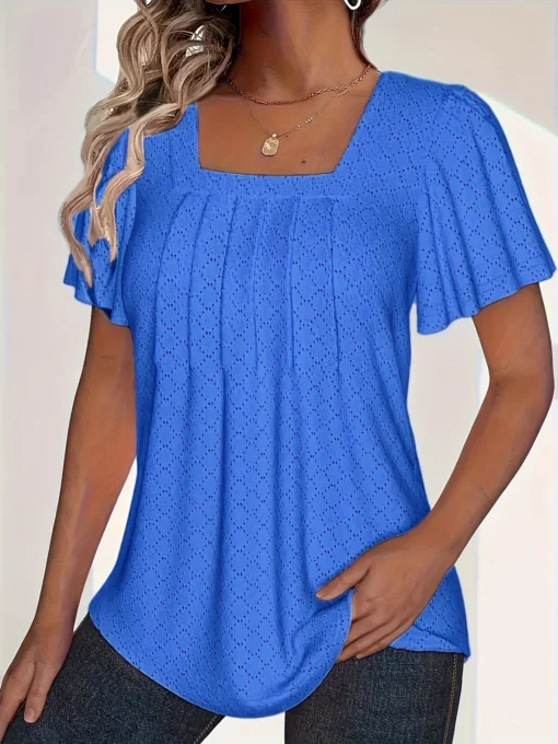 Loose Ruffle Hollow Top - Image 25