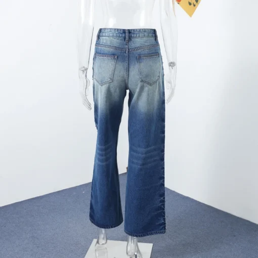 Metal Rivet High Waist Jeans - Image 42