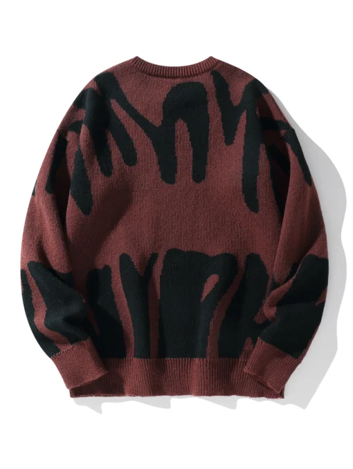 Irregular Jacquard Pattern Pullover Sweater - Image 18