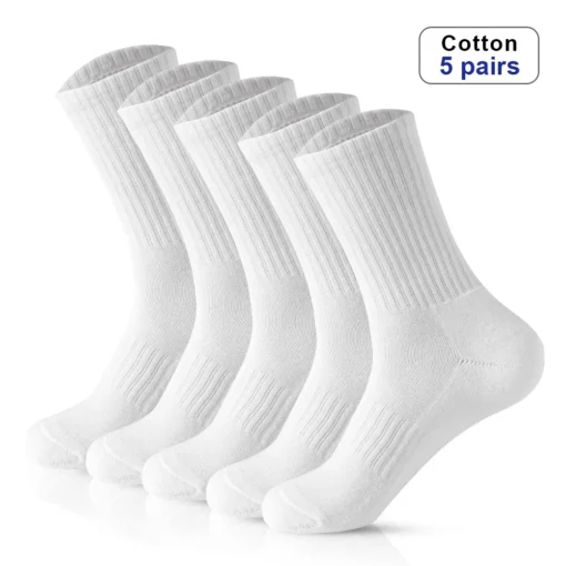 5Pairs Brand Men Cotton New Style White Socks