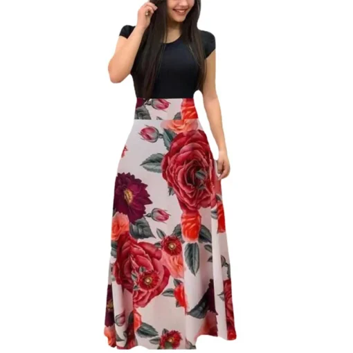 Flower Print Short Sleeved Dress - Image 30