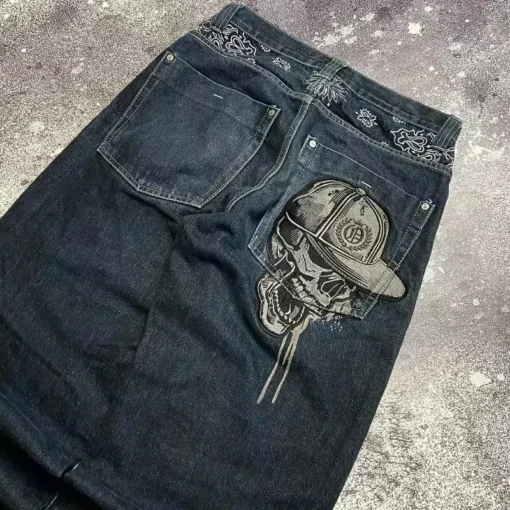 Skull Embroidered Jeans - Image 4