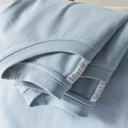 100% Cotton Solid Colour O Neck Short-sleeved Tops