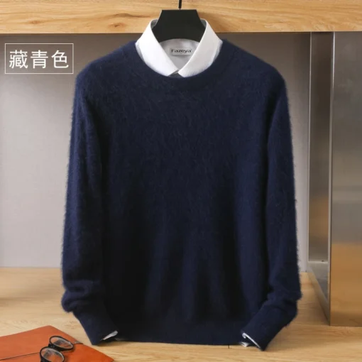 Men's 100% Pure Mink Cashmere Sweater - Image 14