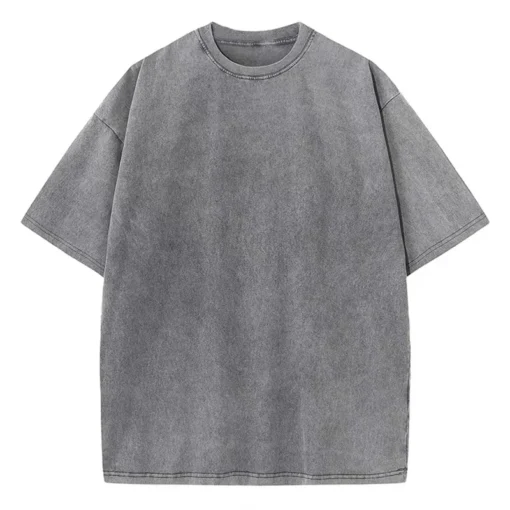 American Style Retro Heavyweight Solid Color Short Sleeved T-shirt - Image 10