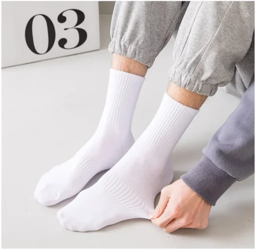 5Pairs Brand Men Cotton New Style White Socks - Image 18