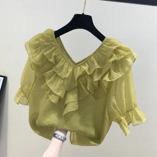 ZANZEA Solid Ruffle Blouse - Image 6