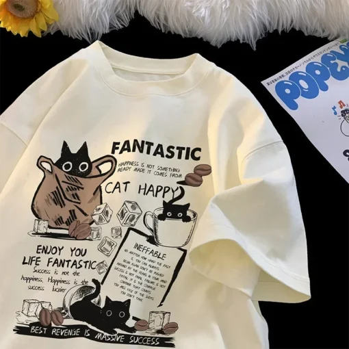 Cartoon Cat Group Printed T-Shirt