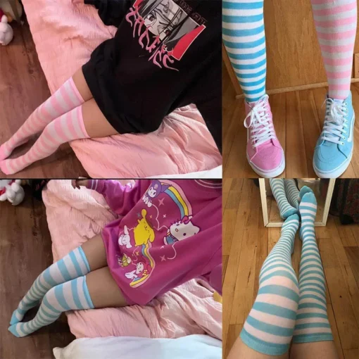 Striped Over Knee Stockings - Image 2