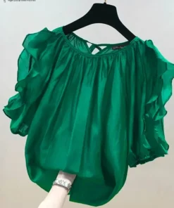 ZANZEA Cold Shoulder Ruffle Blouse