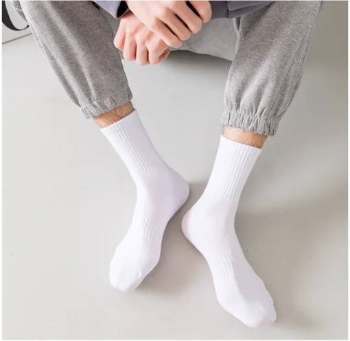 5Pairs Brand Men Cotton New Style White Socks - Image 17