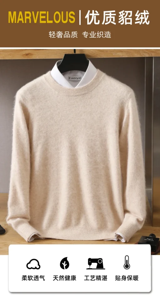 Men's 100% Pure Mink Cashmere Sweater - Image 27