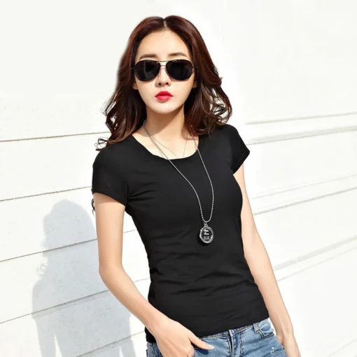 Black / White Short Summer Blouse - Image 6