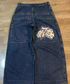 Dice Embroidered Baggy Jeans