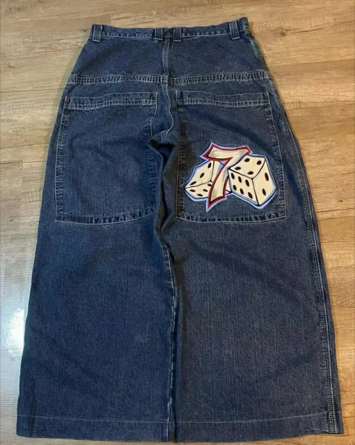 Dice Embroidered Baggy Jeans