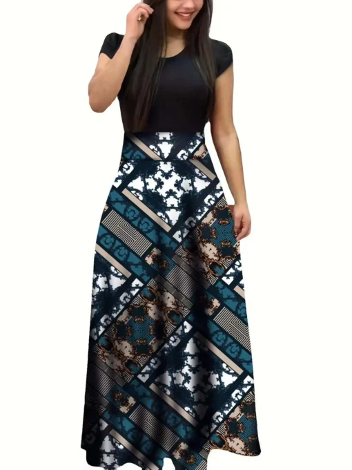 Flower Print Short Sleeved Dress - Image 16