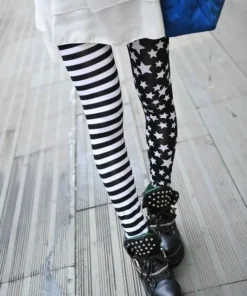 Elastic Stripe/Star Print Leggings