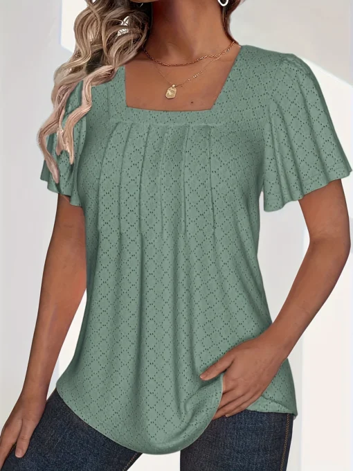 Loose Ruffle Hollow Top - Image 19