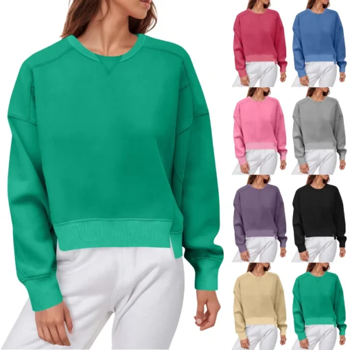 Long-Sleeved Simple Sweatshirt - Image 5