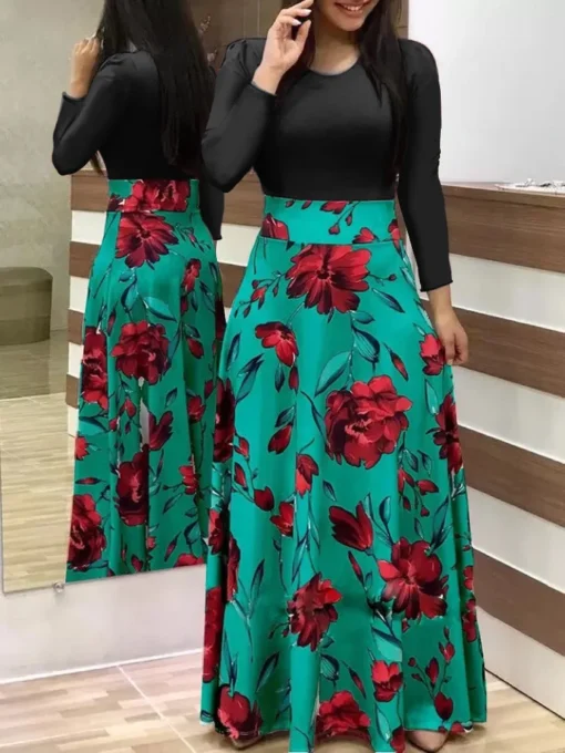 Flower Print Short Sleeved Dress - Image 21