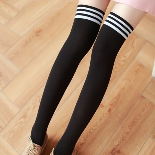 Thigh High Striped Socks - Image 22