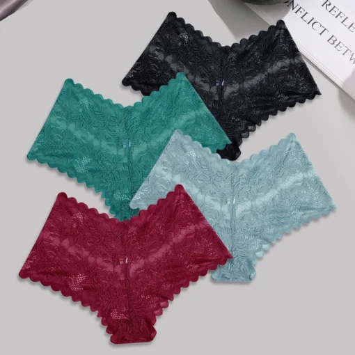 FINETOO 4pcs Lace Floral Underwear - Image 12