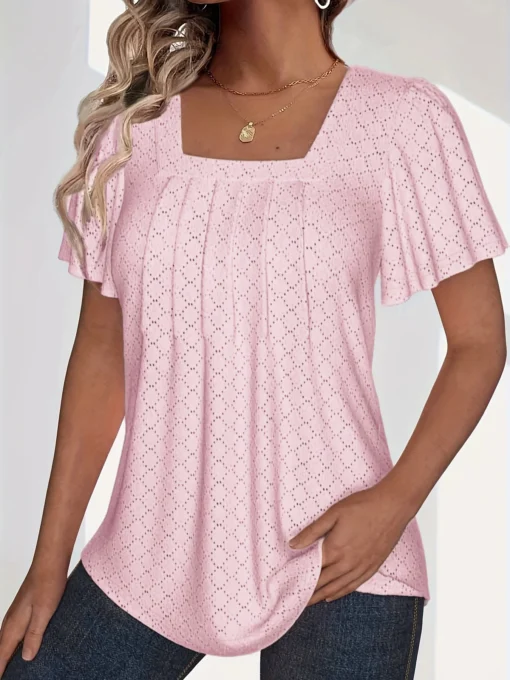 Loose Ruffle Hollow Top - Image 5
