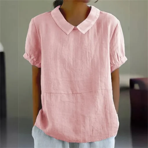 Solid Lapel Pullover Blouse - Image 13