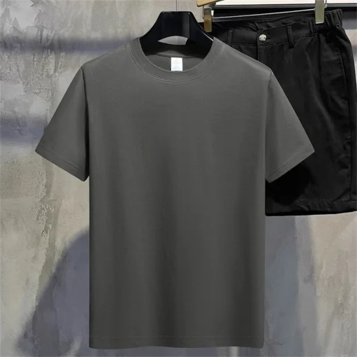 O-neck Round Collar Short-Sleeve Couple White Top Tees - Image 7