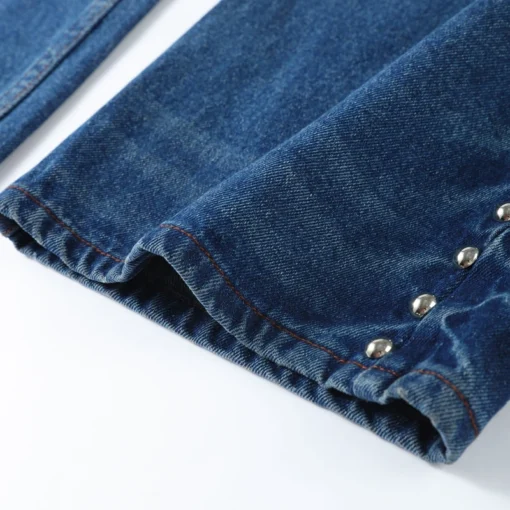 Metal Rivet High Waist Jeans - Image 40