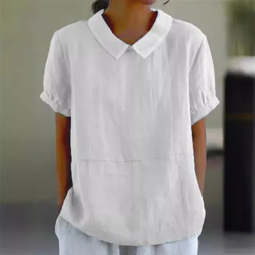 Solid Lapel Pullover Blouse - Image 11