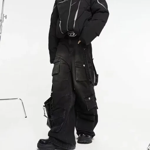 2024 Y2K Multiple Pockets Baggy Cargo Jeans Pants - Image 4