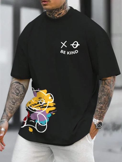 BE KIND letter cartoon print casual short sleeved T-shirt - Image 10