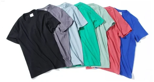 100% Cotton Solid Colour O Neck Short-sleeved Tops - Image 22