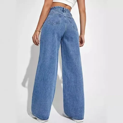 High Waisted All-In-One Blue Jeans - Image 3