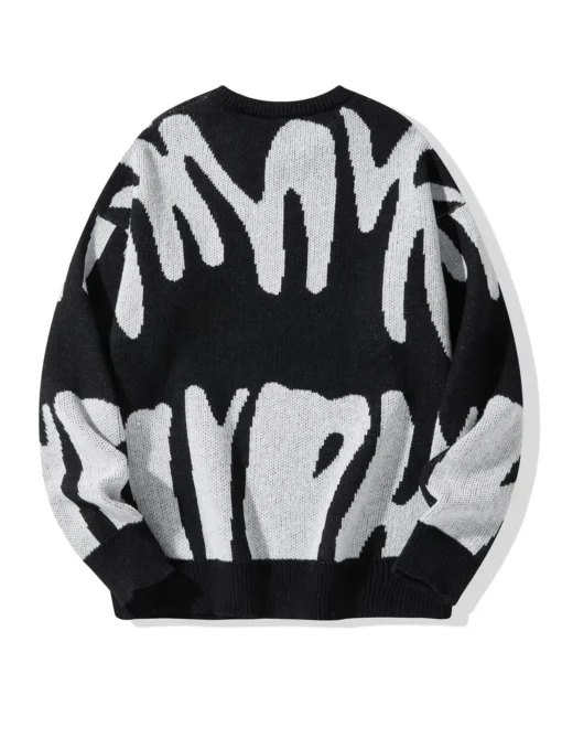 Irregular Jacquard Pattern Pullover Sweater - Image 14