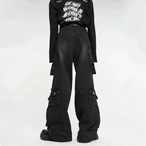 2024 Y2K Multiple Pockets Baggy Cargo Jeans Pants - Image 2