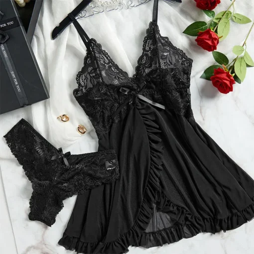Exquisite Lace Lingerie Nightgown - Image 8