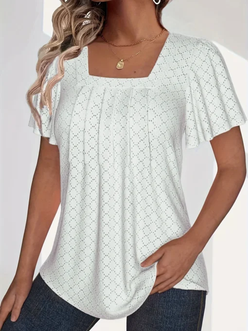 Loose Ruffle Hollow Top - Image 16