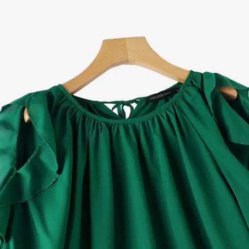 ZANZEA Cold Shoulder Ruffle Blouse - Image 13