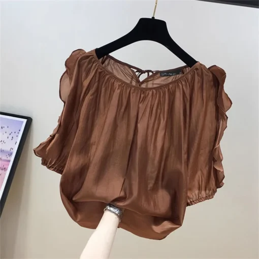 ZANZEA Cold Shoulder Ruffle Blouse - Image 5