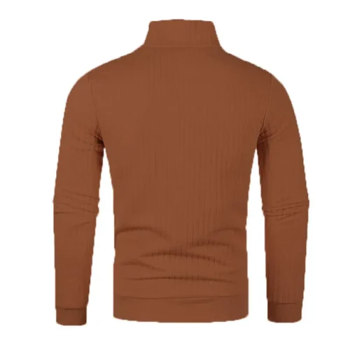 Semi Turtleneck Long Sleeve Half Zip Pullover Knitted Sweater - Image 33