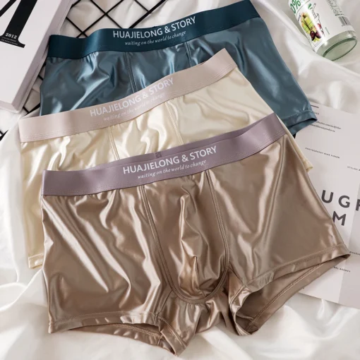 3PCS/Pack Luxury Ice Silk Satin-like Boxers - Image 4