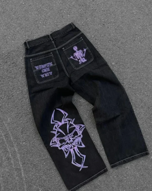 Skull Embroidered Jeans - Image 11