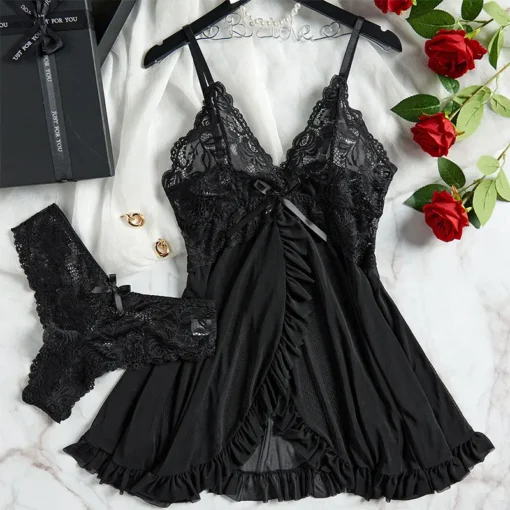 Exquisite Lace Lingerie Nightgown - Image 16