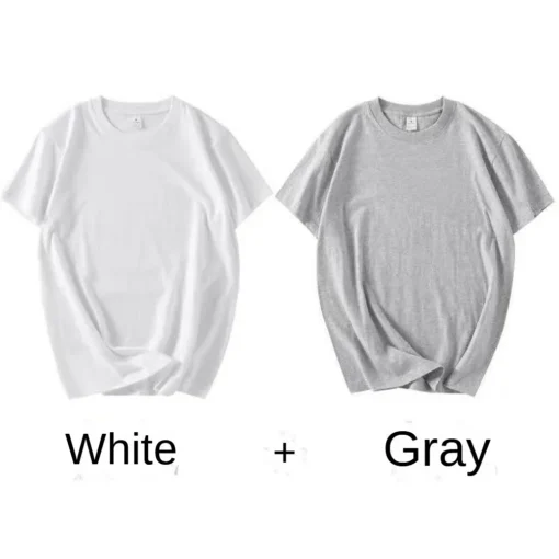 2PCS 100% Cotton Solid T Shirts - Image 7